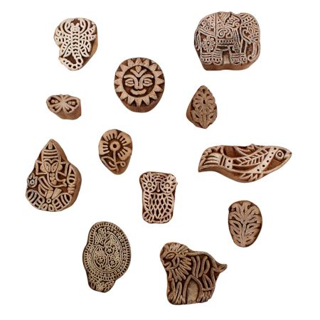 Set of 12 Piece New Mix Wooden Printing Blocks